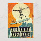 Retro Summerween Surfende Skelet Spoken Briefkaart (Voorkant)