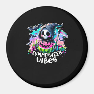 Retro Summerween Vibe Watermelon Ghost Summer Skel Magneet