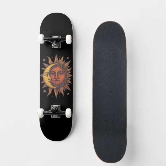 Retro Sun and Moon Unisex Persoonlijk Skateboard (Voorkant)