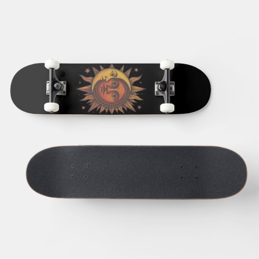 Retro Sun and Moon Unisex Persoonlijk Skateboard (Horizontaal)