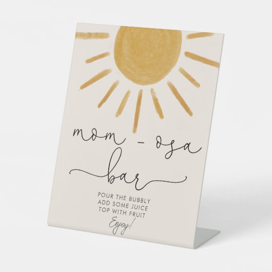 Retro Sun Baby shower Ma-osa Bar Reclamebord Met Voetstuk (Voorkant)