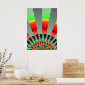 Retro Sun Boho Zonneschijn Geel Rood Abstracte Kun Poster (Keuken)
