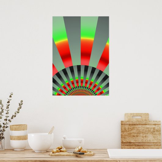Retro Sun Boho Zonneschijn Geel Rood Abstracte Kun Poster (Keuken)