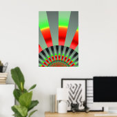 Retro Sun Boho Zonneschijn Geel Rood Abstracte Kun Poster (Thuiskantoor)