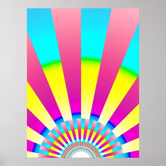 Retro Sun Boho Zonneschijn Geel Roze Abstracte Kun Poster (Voorkant)