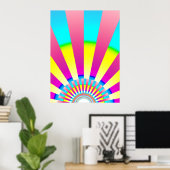 Retro Sun Boho Zonneschijn Geel Roze Abstracte Kun Poster (Thuiskantoor)