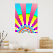Retro Sun Boho Zonneschijn Geel Roze Abstracte Kun Poster (Keuken)