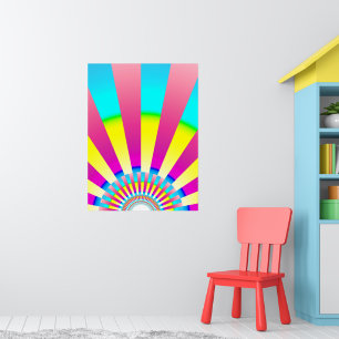 Retro Sun Boho Zonneschijn Geel Roze Abstracte Kun Poster