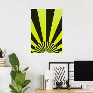 Retro Sun Boho Zonneschijn Geel Zwart Abstracte Ku Poster