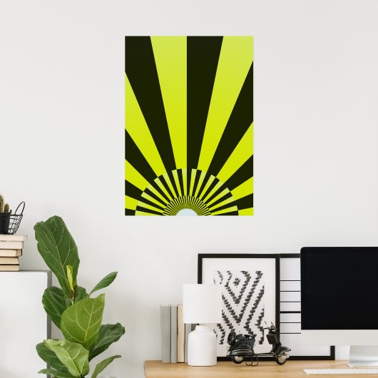Retro Sun Boho Zonneschijn Geel Zwart Abstracte Ku Poster (Thuiskantoor)