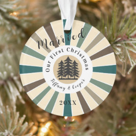 Retro Sun Brown Fir Tree | Eerste Kerstmis Getrouw Ornament