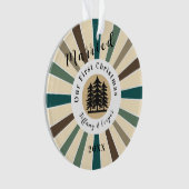 Retro Sun Brown Fir Tree | Eerste Kerstmis Getrouw Ornament (voorkant)