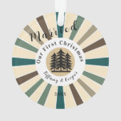 Retro Sun Brown Fir Tree | Eerste Kerstmis Getrouw Ornament (achterkant)