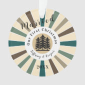 Retro Sun Brown Fir Tree | Eerste Kerstmis Getrouw Ornament (voorkant)