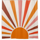 Retro Sun Burst Sunset Oranje Yellow Red Douchegordijn (Voorkant)