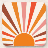 Retro Sun Burst Sunset Oranje Yellow Red Pink Bier Onderzetter (Voorkant)