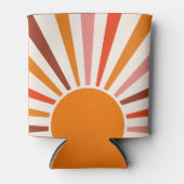 Retro Sun Burst Sunset Oranje Yellow Red Pink Blikjeskoeler (Voorkant)