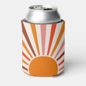 Retro Sun Burst Sunset Oranje Yellow Red Pink Blikjeskoeler (Blikje Achterkant)