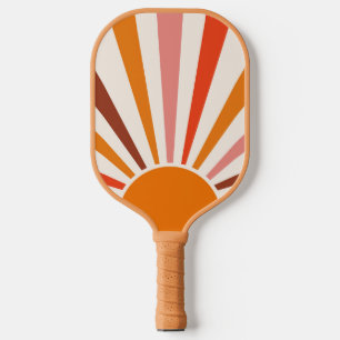 Retro Sun Burst Sunset Oranje Yellow Red Pink Pickleball Paddle