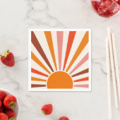 Retro Sun Burst Sunset Oranje Yellow Red Pink Servet (Insitu)