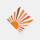 Retro Sun Burst Sunset Oranje Yellow Red Pink Servet (Hoek)