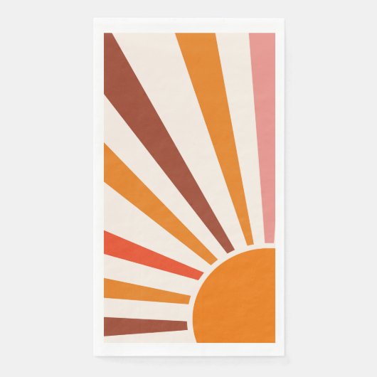 Retro Sun Burst Sunset Oranje Yellow Red Pink Servet (Voorkant)