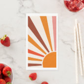 Retro Sun Burst Sunset Oranje Yellow Red Pink Servet (Insitu)