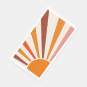 Retro Sun Burst Sunset Oranje Yellow Red Pink Servet (Hoek)