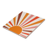 Retro Sun Burst Sunset Oranje Yellow Red Pink Tegeltje (Zijkant)