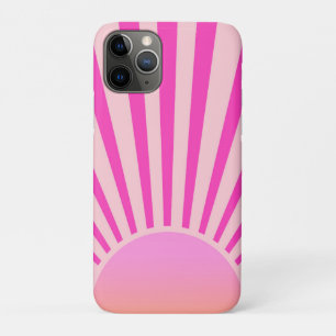 Retro Sun Burst Sunset Sunrise Hot Pink Ombre Case-Mate iPhone Case