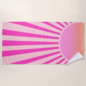 Retro Sun Burst Sunset Sunrise Hot Pink Ombre Strandlaken (Voorkant)