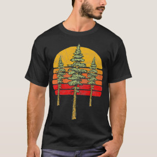 Retro Sun Drieminimalistische roofbomen Grafisch  T-shirt