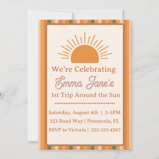 Retro Sun - Eerste Reis Rond de Zon Kaart (Voorkant)