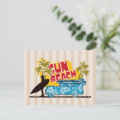 Retro Sun en Surf Briefkaart (Staand voorkant)