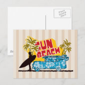 Retro Sun en Surf Briefkaart (Voorkant / Achterkant)