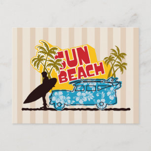 Retro Sun en Surf Briefkaart