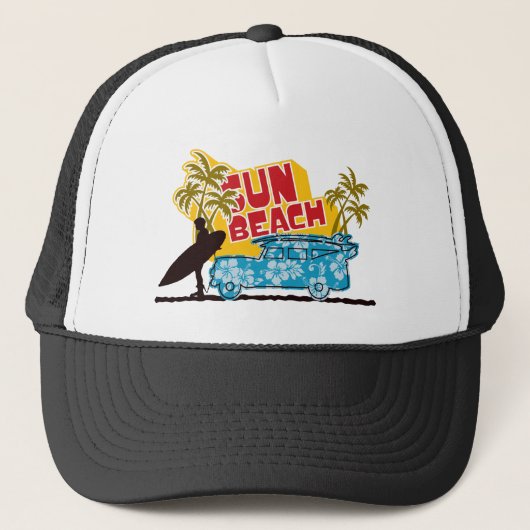 Retro Sun en Surf Trucker Pet (Voorkant)