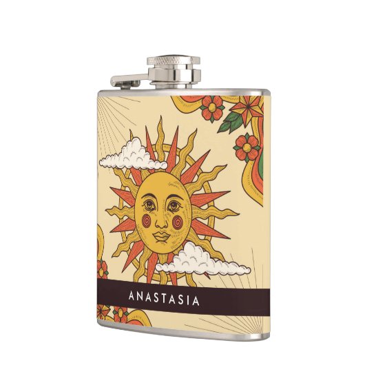 Retro  Sun gepersonaliseerde heupfles (Links)