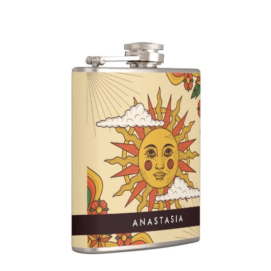 Retro Sun gepersonaliseerde heupfles (Rechts)