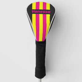 Retro Sun Glow Pin Strepen met Naam Golfheadcover
