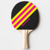 Retro Sun Glow Stripes met naam Tafeltennisbatje (Voorkant)