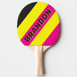 Retro Sun Glow Vetgedrukte Strepen met Naam Tafeltennisbatje
