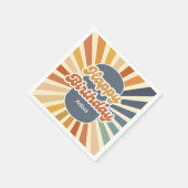 Retro Sun Groovy Wave Gelukkige Verjaardag Servet (Hoek)