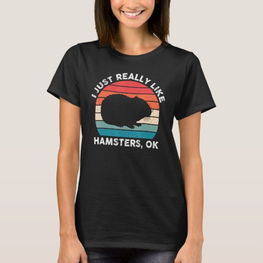 Retro Sun ik hou echt van Hamsters Hamster T-shirt (Voorkant)