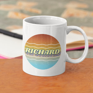 Retro Sun  Initiaal Letter Monogram naam Koffiemok