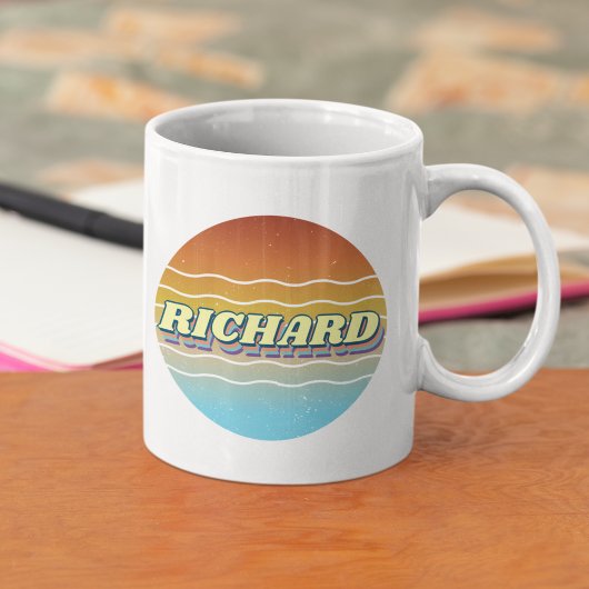 Retro Sun  Initiaal Letter Monogram naam Koffiemok