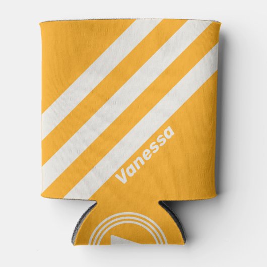 Retro Sun Kissed Drie Strepen met Naam Blikjeskoeler (Voorkant)