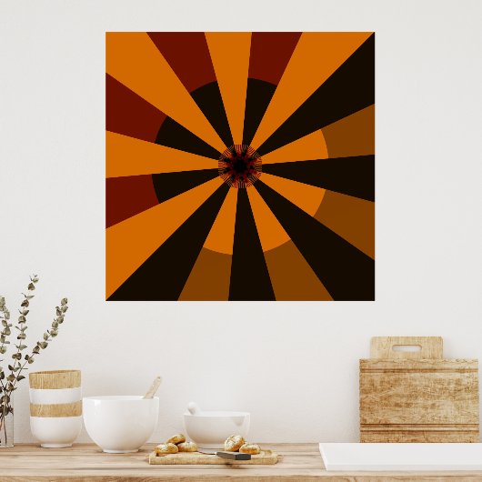 Retro Sun Mid Century Abstracte kunst Poster (Keuken)