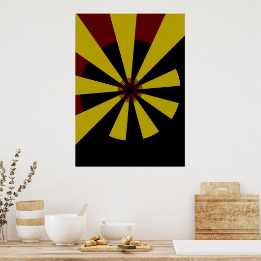 Retro Sun Mid Century Abstracte kunst Poster (Keuken)