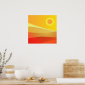 Retro Sun Mid Century Modern art abstract Poster (Keuken)